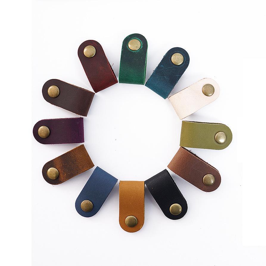 Top Layer Cowhide Headphone Cable Winder - Genuine Leather Storage Clip