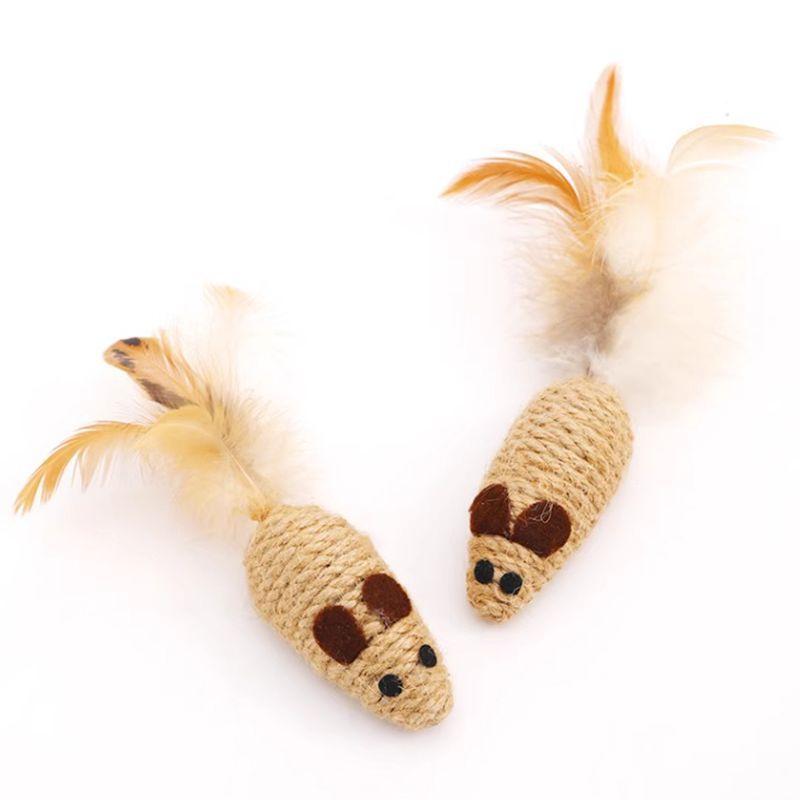 Interaktives Selbst spielendes Kätzchenspielzeug Bissfestigkeit Sisal Simulation Falsche Maus Gefülltes Plüsch-Katzenspielzeug LSWJ01