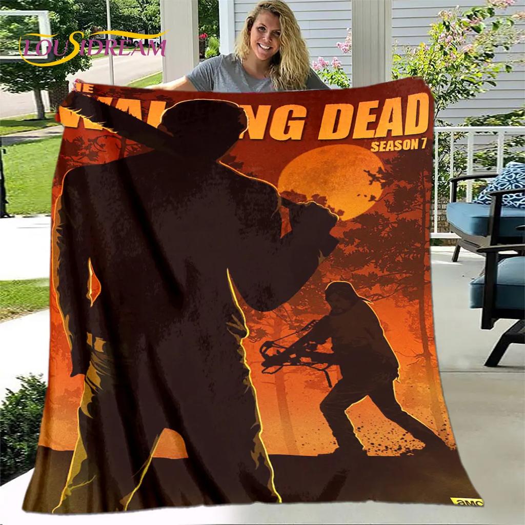 The Walking Dead Korku Yumuşak Peluş Battaniye, Flanel Battaniye Atmak Battaniye Oturma Odası Yatak Odası Yatak Kanepe Piknik Örtüsü Bettdecke