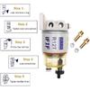 IFJF R12T Fuel Water Separator Marine 120AT NPT ZG1/4-19 Automotive Parts With Fitting -Complete Combo Filter Diesel Engine(Includes 2 Fittings,2