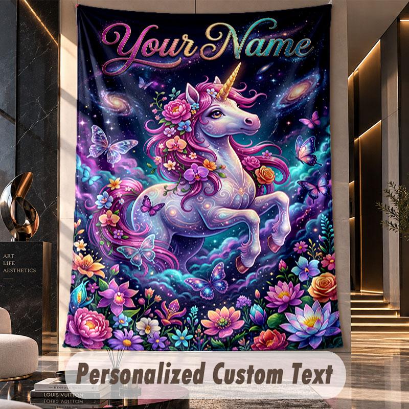 Unicorn (455) Theme Custom Tapestry Personalized Custom Name Text Wall Hanging Tapestry Home Decor Background Cloth