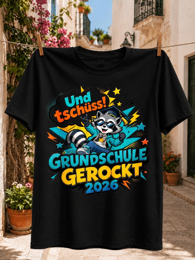 Rocked 2026 Graduation with Cool Raccoon Mortarboard Stars and Lightning Unisex All Unisex All TShirt