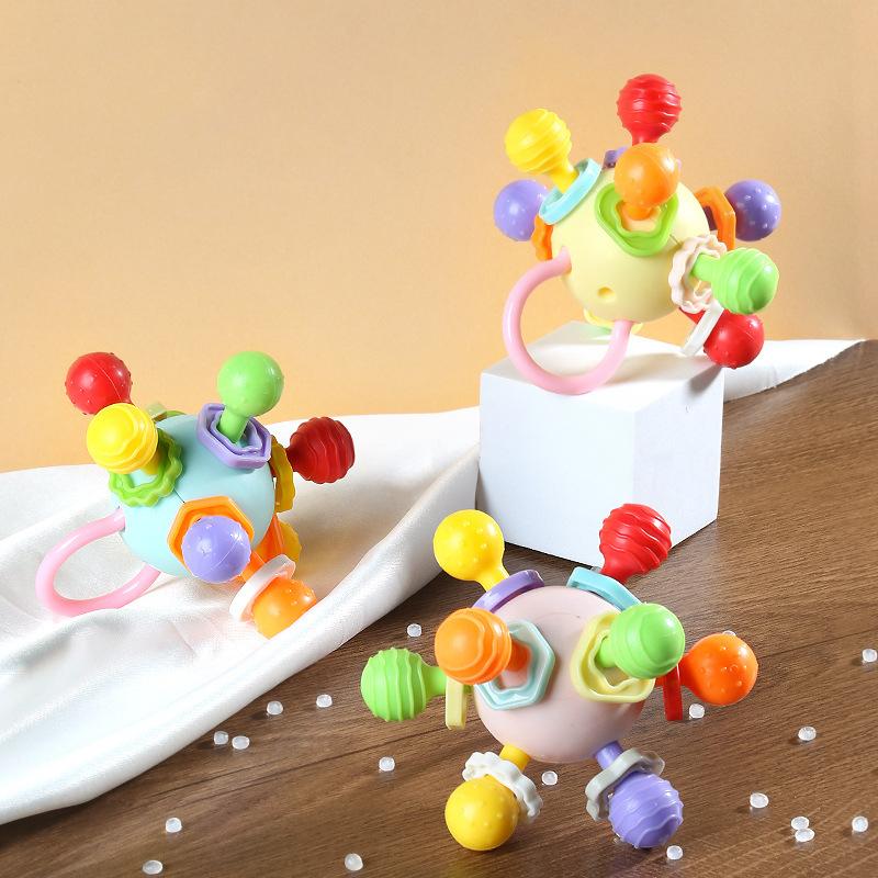 Hand Grip Ball Teeth-Glue Manhattan Gnawing And Potable Rattle Sound Toy Newborn Infant Learning Developmental Toy