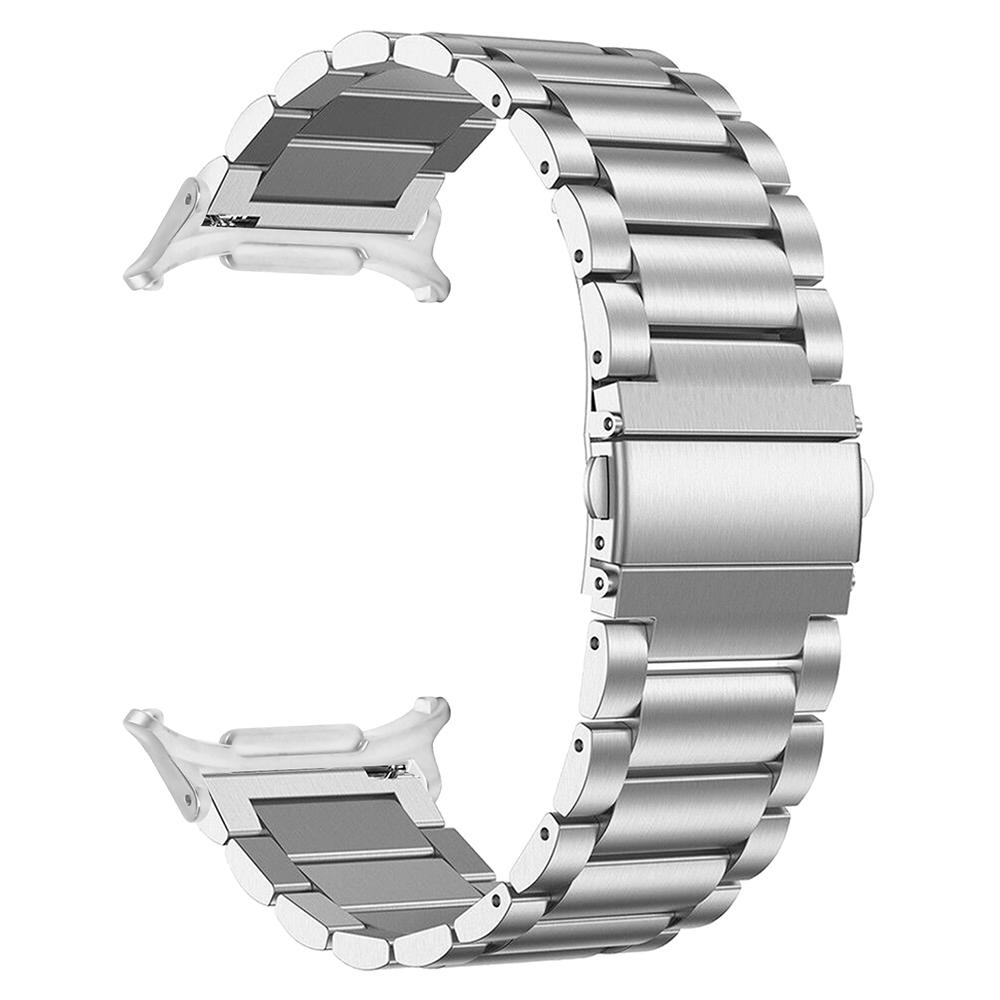 

Watch Band for Samsung Galaxy Watch8 44mm/40mm/Watch8 Classic 46mm 3-Bead Stainless Steel Metal Strap, Silver A