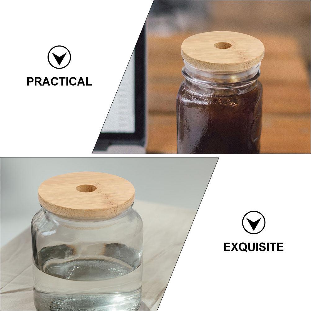 

4Pcs Bamboo Jar Lids Wood Sealed Covers for Glass Bottle Mason Jar Kitchen Storage Bottle Lid Cover Cover 7X7X2CM