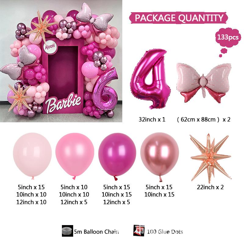 Pink Barbie Serie Schleife 81 cm Rosen-Geburtstagsthema Mädchen Valentinstag Innendekorationsset