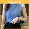 Summer Shirt Tops Casual Women Sleeveless Solid Turtleneck Knitted Blouse Women Ladies Tops Fashion Clothes Ktb