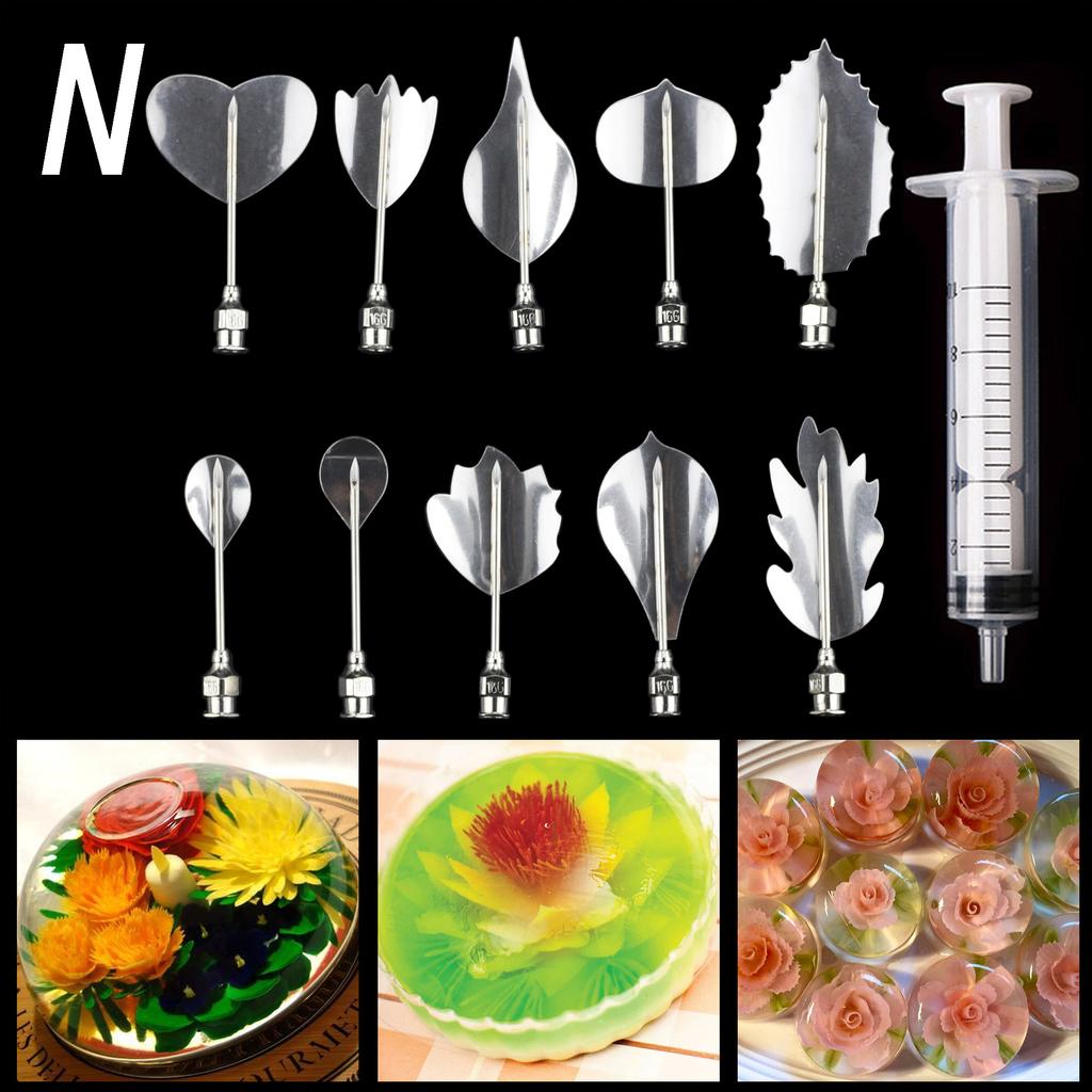 14 Stil 3D Gelatine Kuchenform Gelee Kunst Pudding Blumen Edelstahl Düse Spritze Nadel Set Kuchen Dekorationswerkzeuge