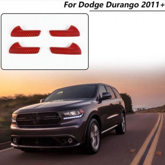 For 2011-2024 Dodge Durango Red Carbon Fiber Inner Door Handle Cover Trim Strips
