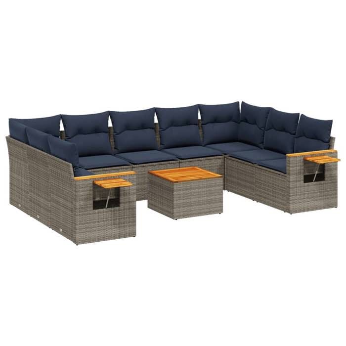 VidaXL Garden Lounge Set with Cushions 10 Pcs, Patio Sofas, Furniture Set, Outdoor Terrace Furniture, Grey 3227125