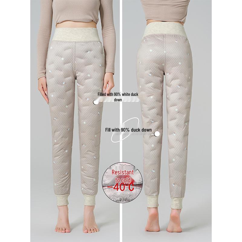 

Women s Winter 2025 Lightweight Warm Pants: Down Jacket Inner Lining with Plus Velvet, Cold-Resistant, White Duck Down S