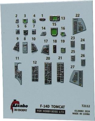 Lambo Models 1/72 F-14D Interior 3D Decal (for Hobby Boss) Plastic Model Decal LNB72112 (Airplane)