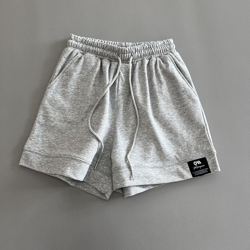 Женские махровые шорты из 100% хлопка, новый летний повседневный спортивный стиль, универсальные, с эластичным поясом S серый