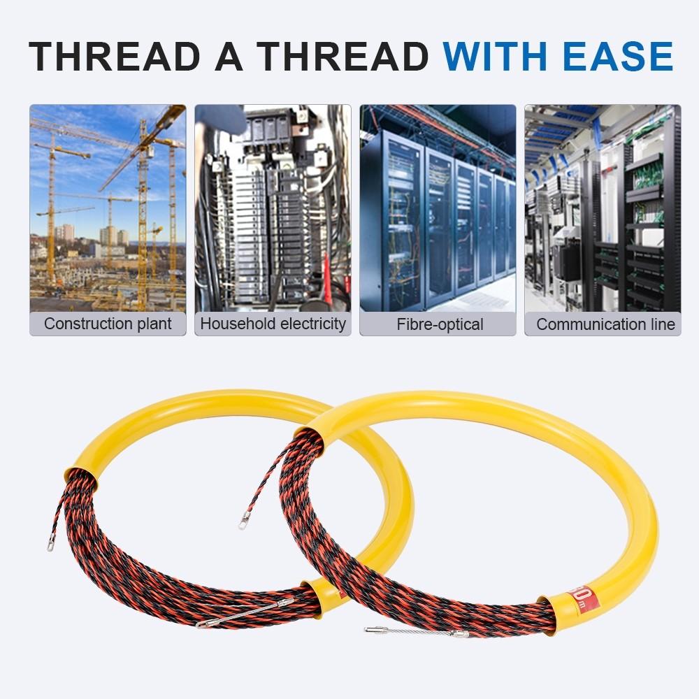 30/50M Cable Wire Puller Duct Snake Rodder Conduit Fish Tape Reel Cable Installation Tool Electrician Threading Device