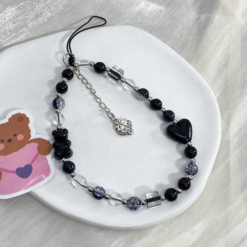 Bear Puppy Beading Mobile Phone Lanyard Wristband Chain Anti-Lost Phone Strap Beads Bag Charm Keychain For Xiaomi For Iphone