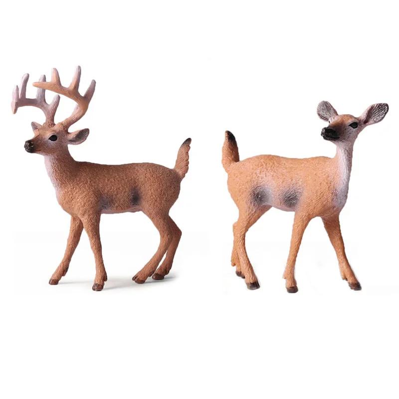 Christmas Decor Educational Toy Deer Figurine Animal Model Figure Kids Gift Miniature Forest Animal Zoo Statue decor Home Decore