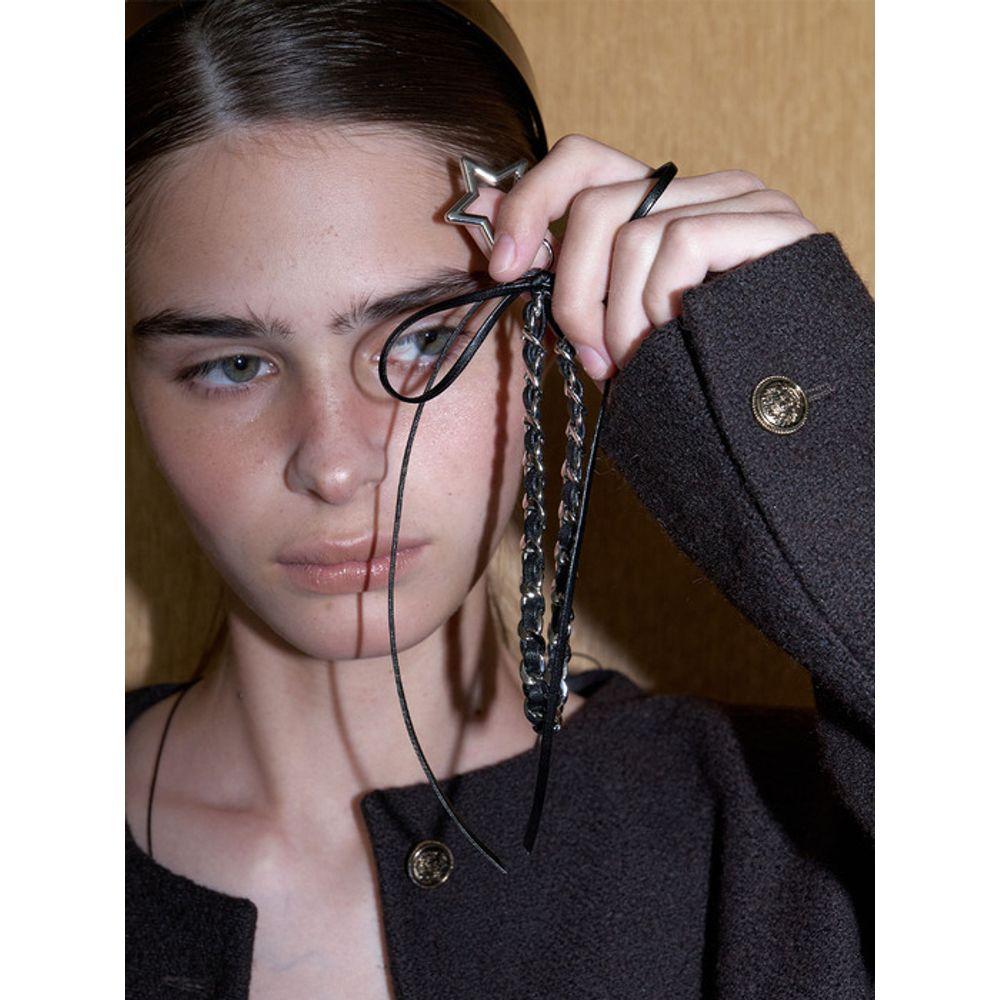 

LOVE ME MONSTER Star Leather Ribbon Chain Keyring (L253MSG010) BLACK