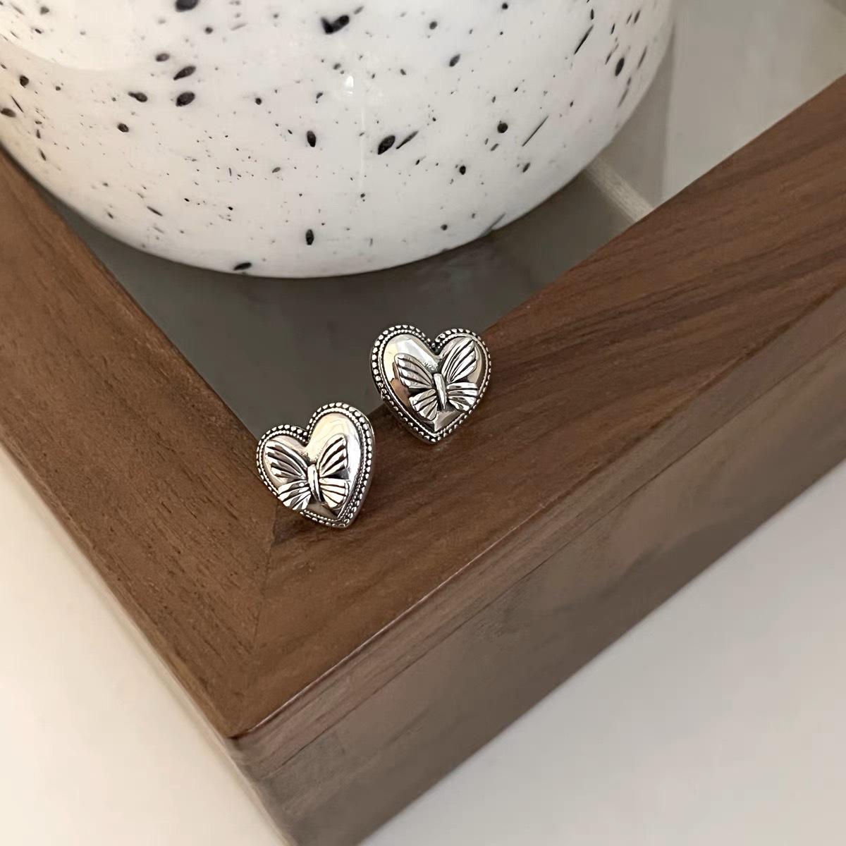 S925 Sterling Silver Korean Style Retro Bow Earrings for Women