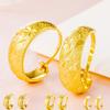 Middle-aged & Elderly Ethnic-Style Imitation Gold Hoop Earrings with Long-Lasting Color Retention - Copper Alloy Retro Design