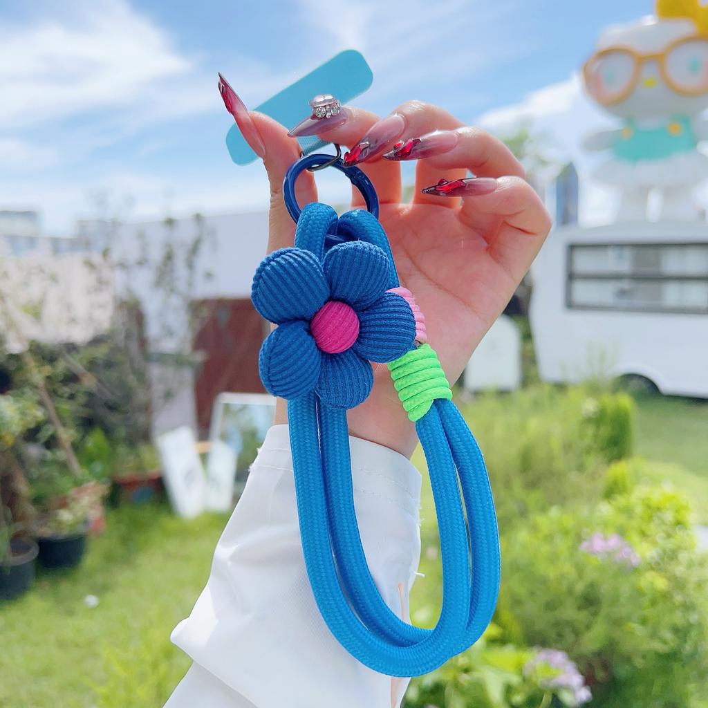 Korea Y2k Ctue Flower Candy Color Phone Lanyard Simplicity Short Phone Strap Pearl Style Phone Chain Bracelet Phone Accessories