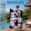 Custom Name Floral Fashion Kpop BP Beach Towel Microfiber Beach Towel, Lightweight and Quick-Dry, for Summer Travel, Swimming Pool Gift