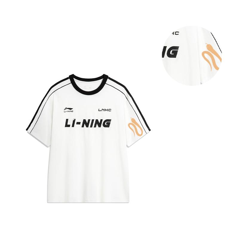 Li Ning Sports Fashion Series Lucky Spring Summer American Comfortable Casual Short Sleeve T-Shirt Unisex Tops White AHSU657-1(TEAM702-3.4.25}