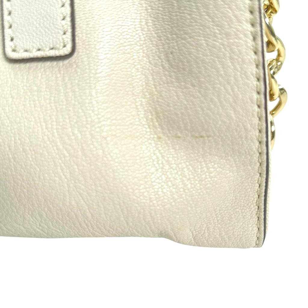 Michael Kors Shoulder Bag leather Handbag Calfskin white Women Used