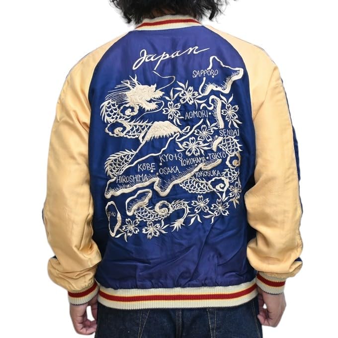 TAILOR TOYO Sukajan 2025 Early 1950s Style Acetate Souvenir Jacket TIGER HEAD JAPAN MAP AGING MODEL Tiger Head Japan Map × TT15710-145