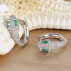 High Quality Green Crystal Zirconia Snake Hoop Earrings for Women Fashion Chic Animal Party Jewelry Accessories