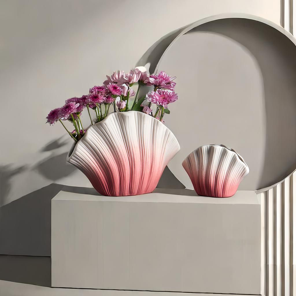 Goldene Muschel Keramikvase Bunte Farbverlauf Muschel Schnecke Blumentopf Blumenarrangements Zubehör Heimdekoration Blumenvase