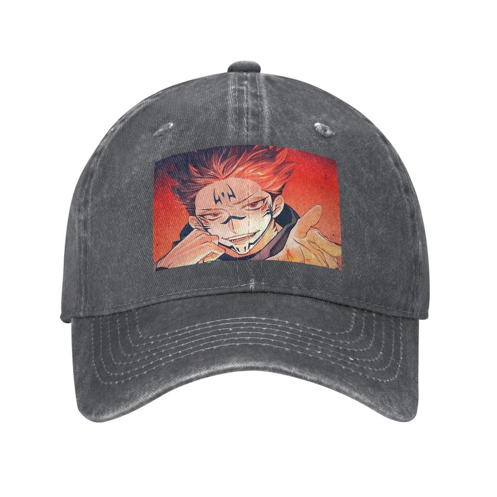 Sukuna RyoUnisex - Jujutsu Kaisen Washed Denim Cap Casual Baseball Caps Adjustable Hat Summer Unisex Baseball Hats