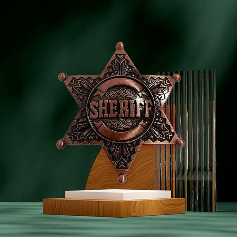 

НАС. Брошь-значок «Щит шерифа» Шестиконечная звезда Значок Почетный знак общественной безопасности Креативный Изысканный Маленький значок 6*7cm античная латунь