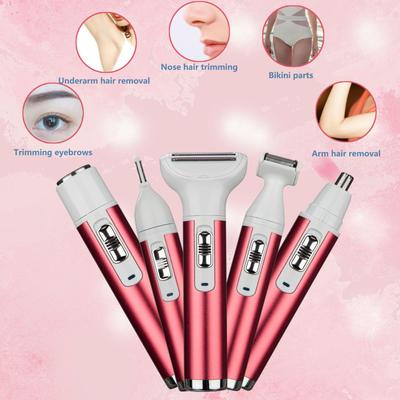 5 In 1 Elektrikli Saç Çıkarıcı USB Şarj Edilebilir Bayan Tıraş Makinesi Burun Saç Düzeltici Kaş Şekillendirici Bacak Koltukaltı Bikini Giyotin Kadın Epilatör