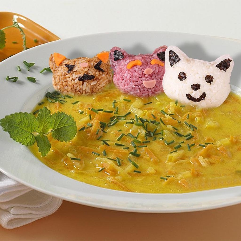 Koonafy Onigiri Molds, Cat and Rabbit, Set of 2, Onigiri Maker, Sushi Mold, Rice Mold, Bento Mold, Home Use, Cute, Character Bento, Kitchen Supplies,
