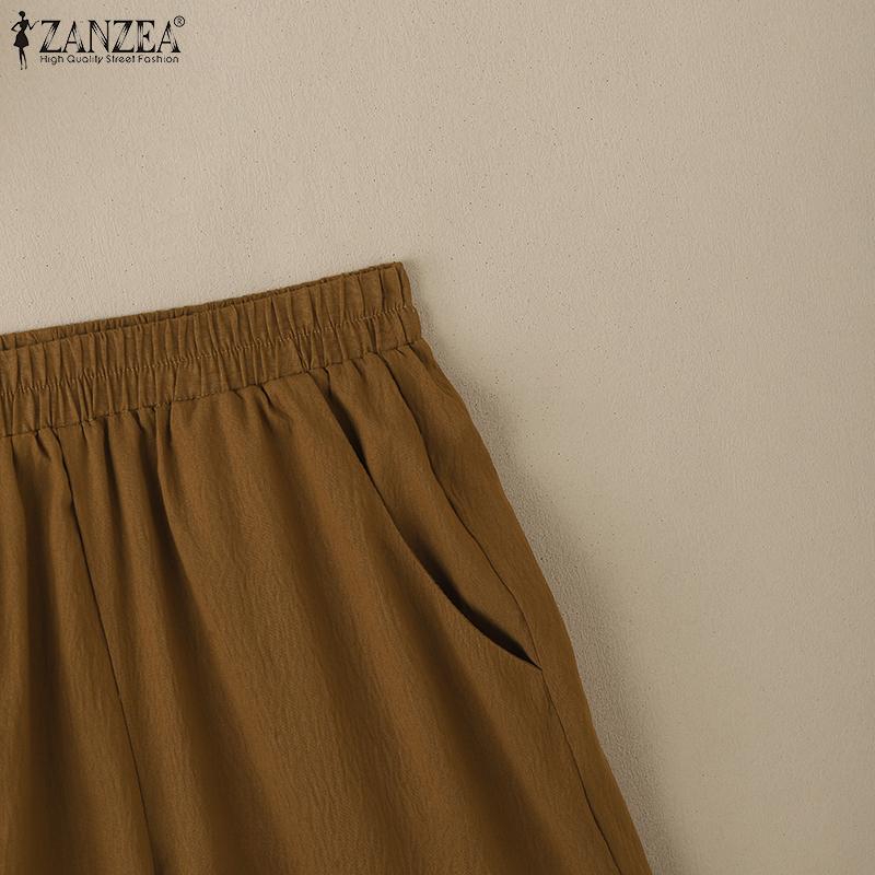 ZANZEA Women 3/4 Sleeve Embroidery Blouse and Shorts Summer Two Piece Suit Sets