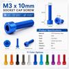 5Pcs M3 X 10mm Allen Socket Cap Screws, 7075 Alloy Hex Drive Bolts for Electronics, Bicycles and DIY,Vibrant Colors