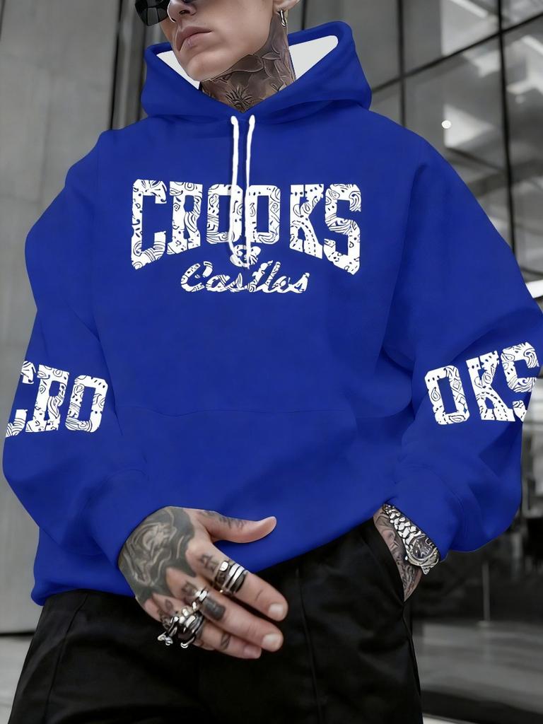 Men'sAutumn And Winter Hooded with Iconic Print - Loose Fit Streetwear Hoodie