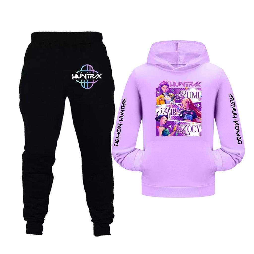 Barn Flickor Långärmad Huvtröja och Byxor Set För Småbarn och Stora Barn 2 Delar Outfits