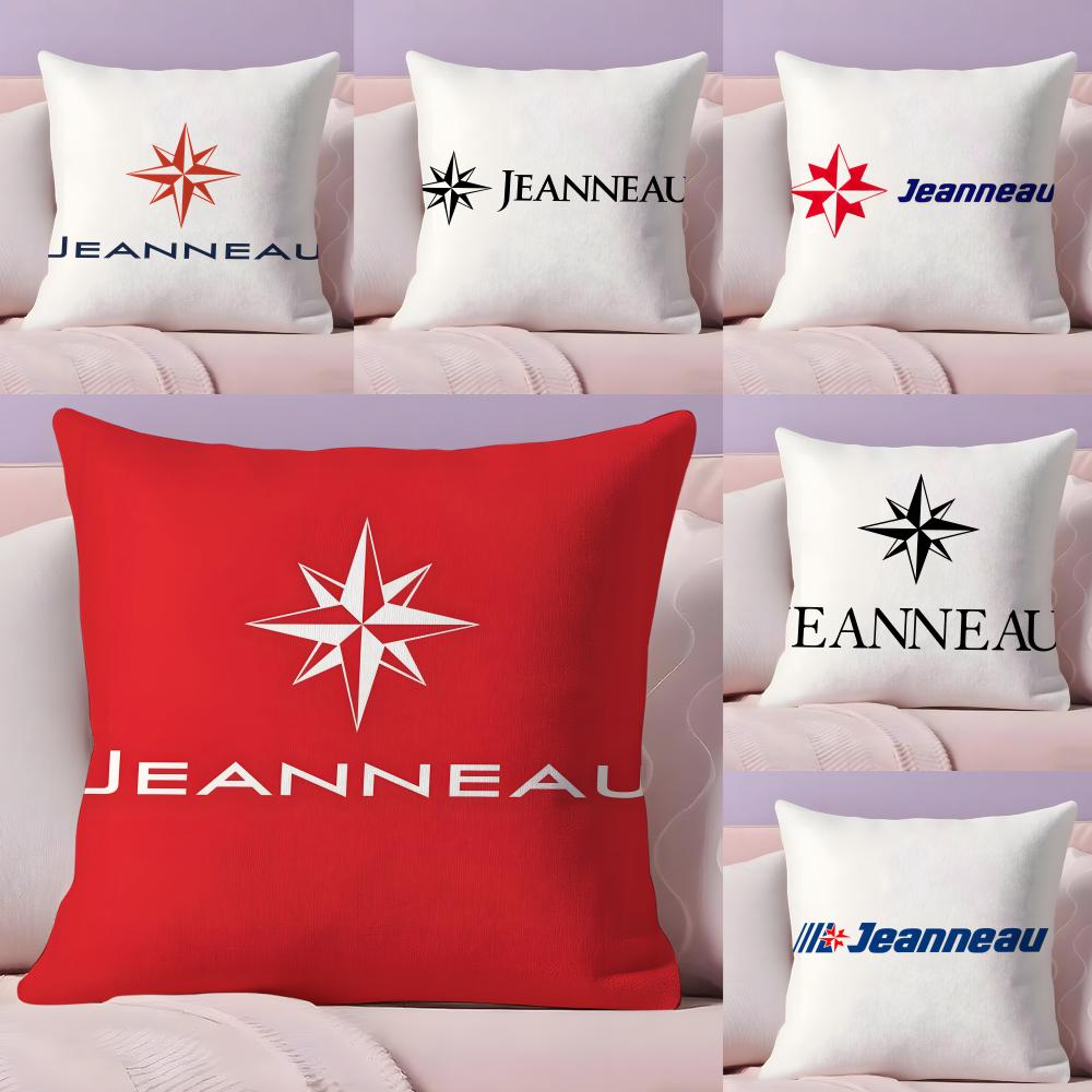 JJEANNEAUs Logo Cushion Cover Short Plush Doublesided Print Square Throw Pillow Covers Sofa Home Cushion Decor