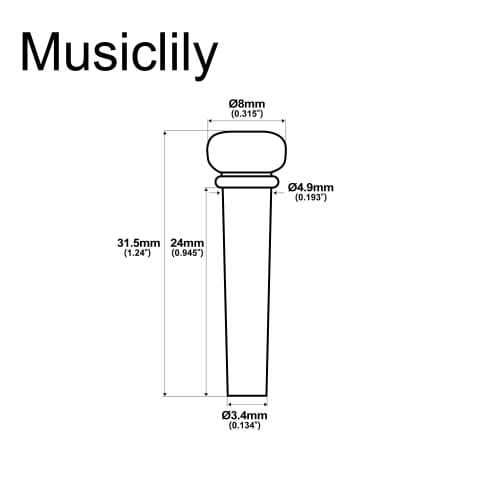 Musiclily Plastic Acoustic Guitar Bridge Pins, Ivory/Black Dot (Pack of 6)