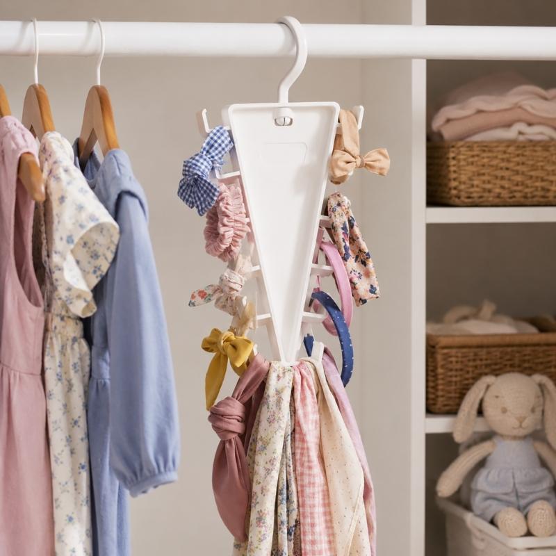 White Plastic Angled Hanger Holder for Closet Storage, Double Sided Rack for Scarves Belts and Daily Closet Rod Use