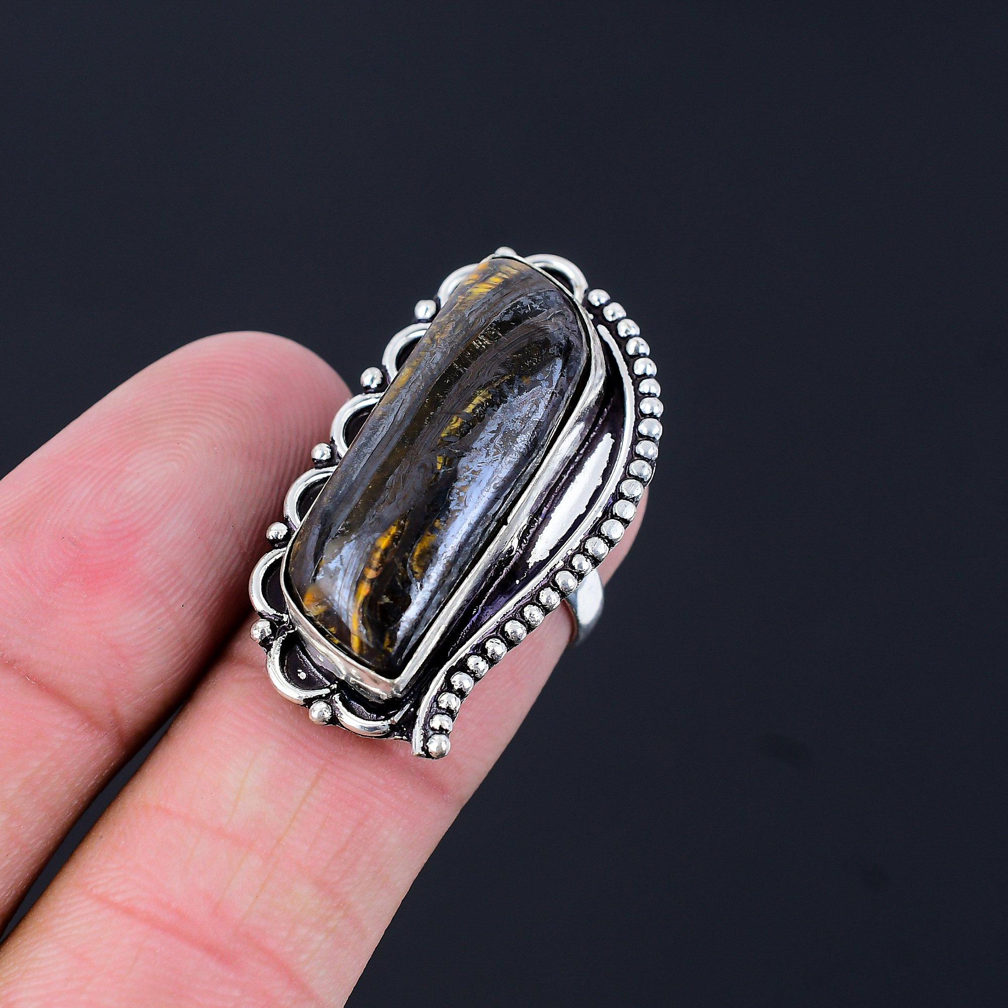 

Daughters Day Sale 925 Silver Iron Iron Tiger Eye Stone Solitaire Ring US 6.5 6.5