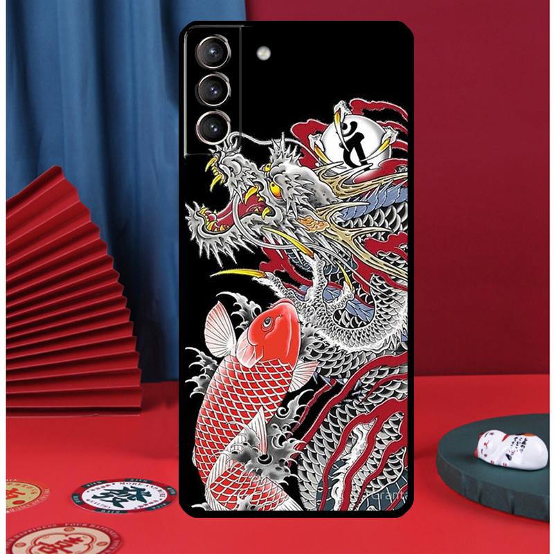 Japanese Dragon Style Phone Case For Samsung Galaxy S25 Ultra S9 S10 S20 S21 S22 Plus S23 FE S24 Ultra Back Cover