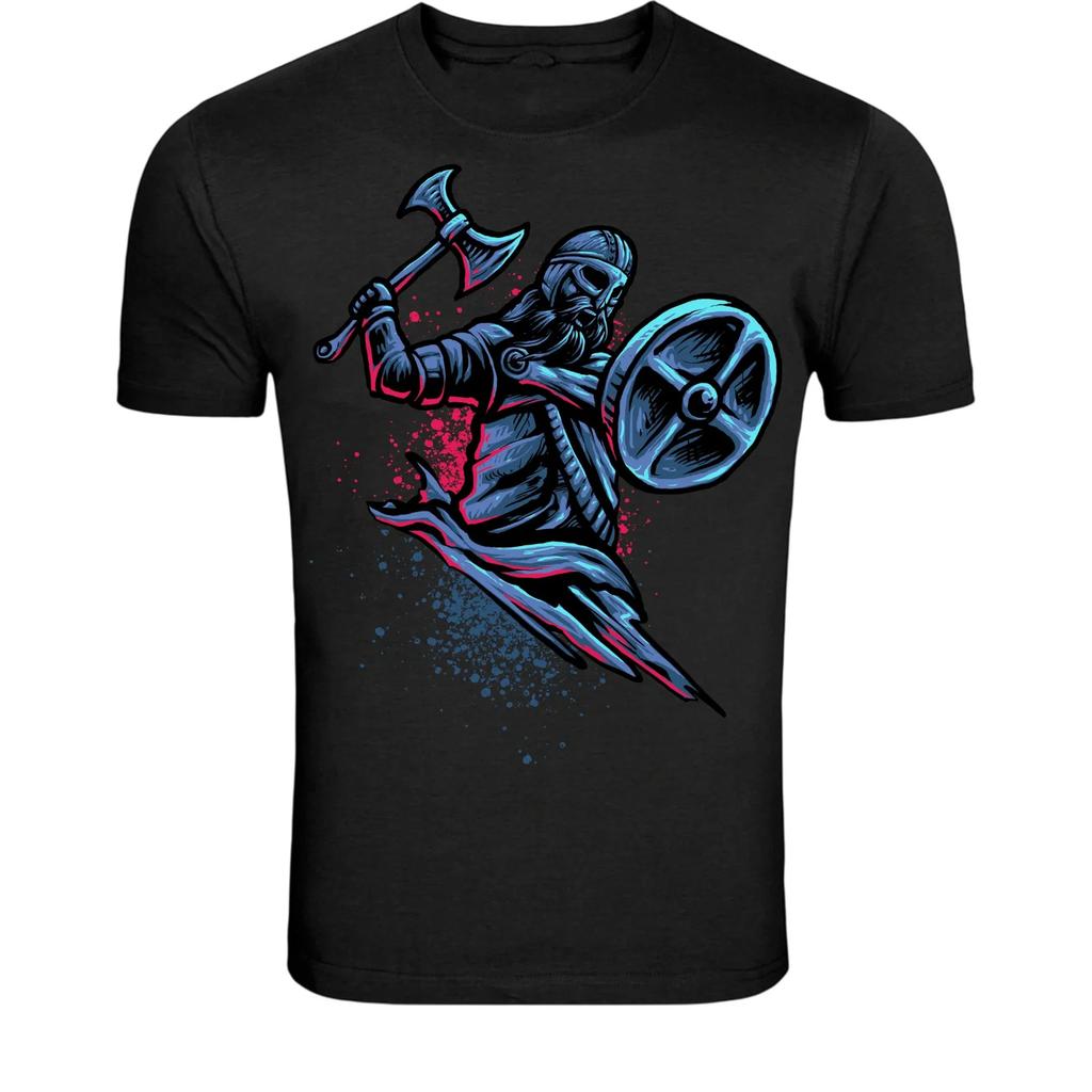 Viking Warrior Axe And Shield T-Shirt - Norse Warrior Graphic Tee