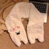 Cute West Highland Plush Flip Finger Gloves Women's Winter Warm Student Writing Anti-Freeze New