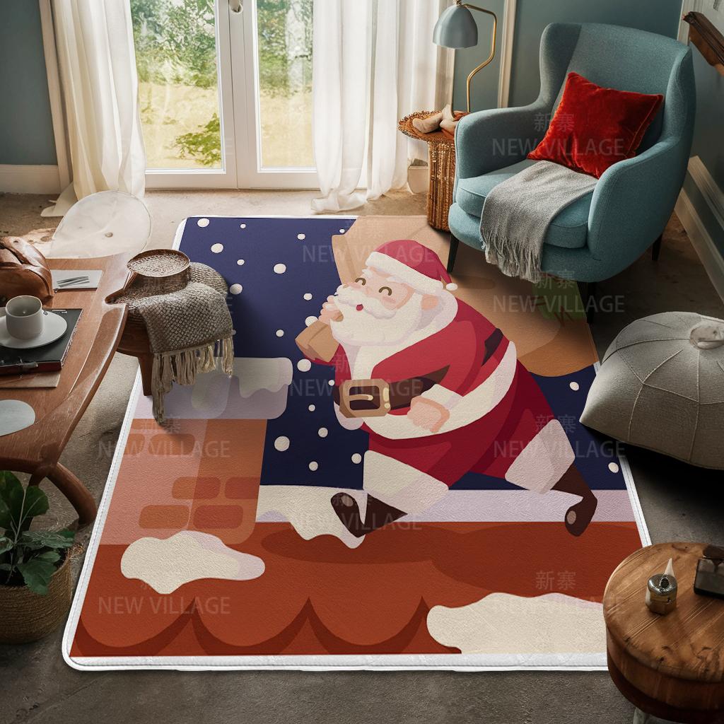 House Entrance Carpet Home Door Mat Living Room Bath Foot Bathroom Non-slip Water Absorption Rugs Bath Merry Christmas Winter