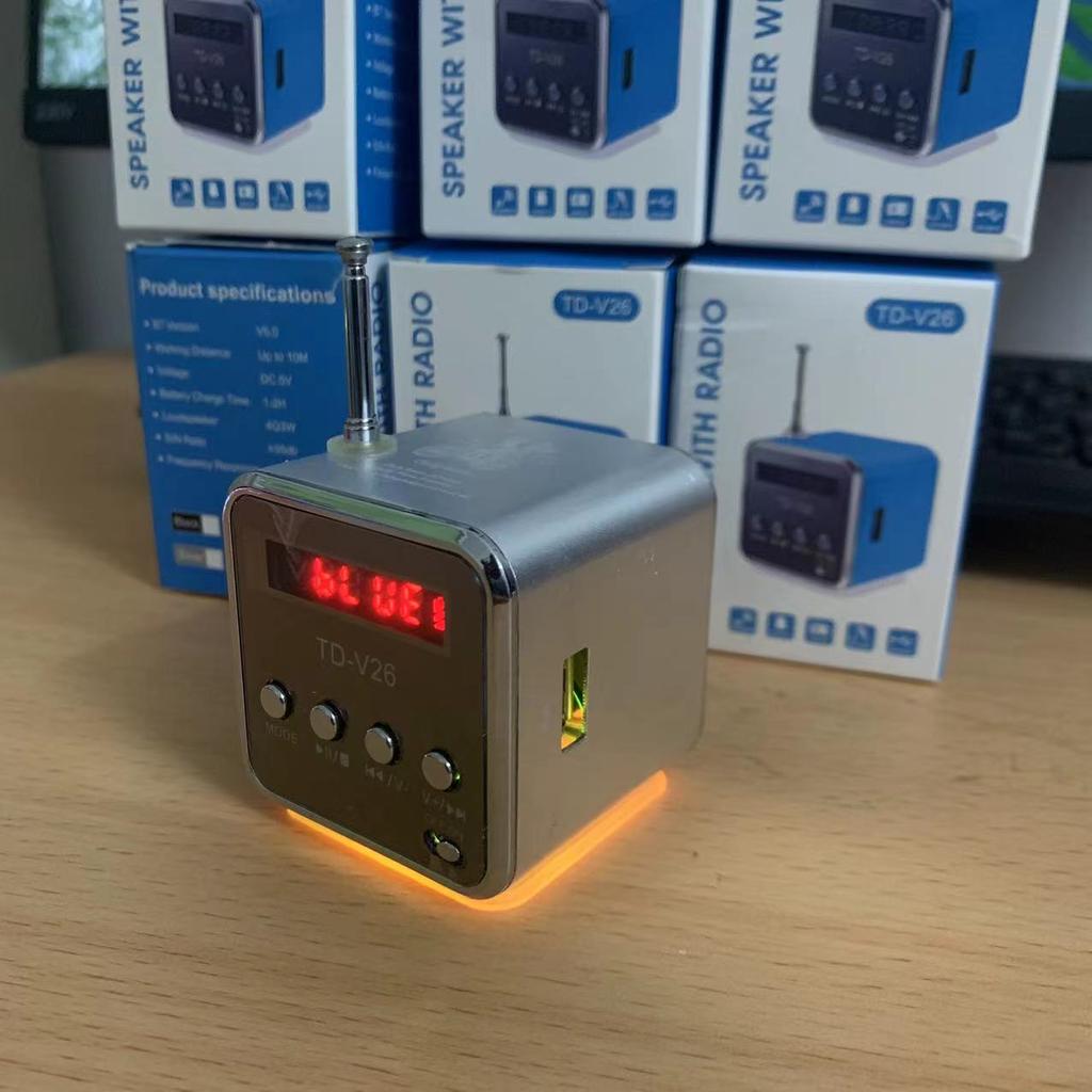Tragbarer TD-V26 Digitaler Wiederaufladbarer Bluetooth-Lautsprecher Mini-UKW-Radioempfänger LCD-Display Stereo-Lautsprecher Unterstützt SD/TF-Karte