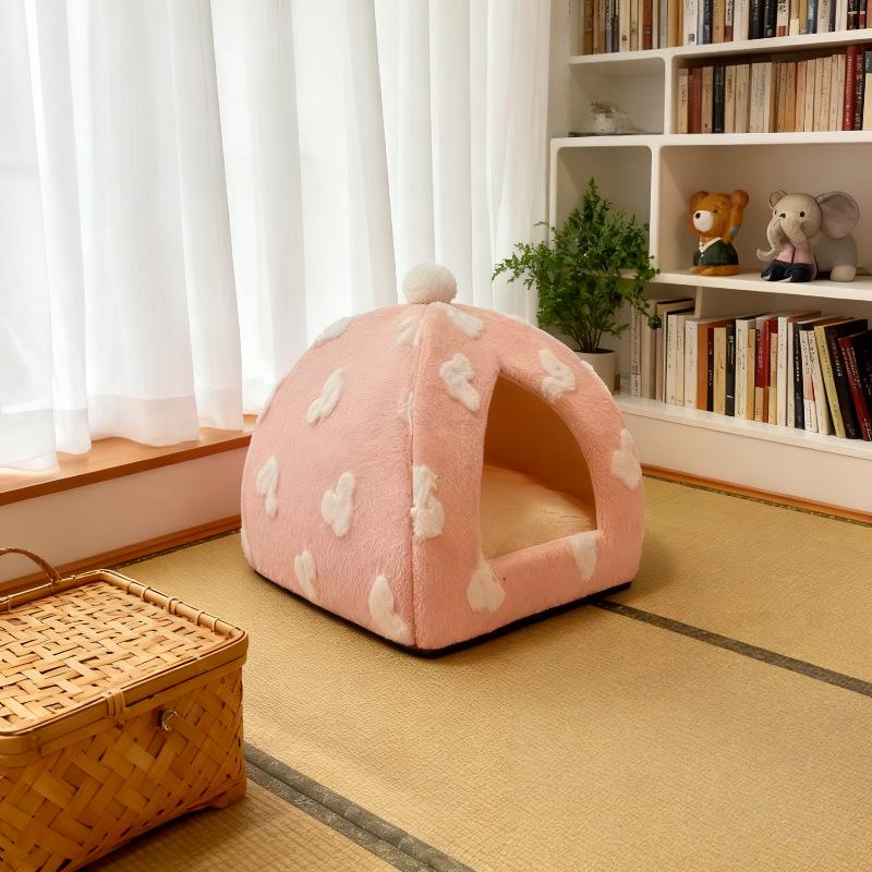 Cozy Mushroom Pet Tent: Warm Semi-Enclosed Indoor Bed for Cats and Dogs