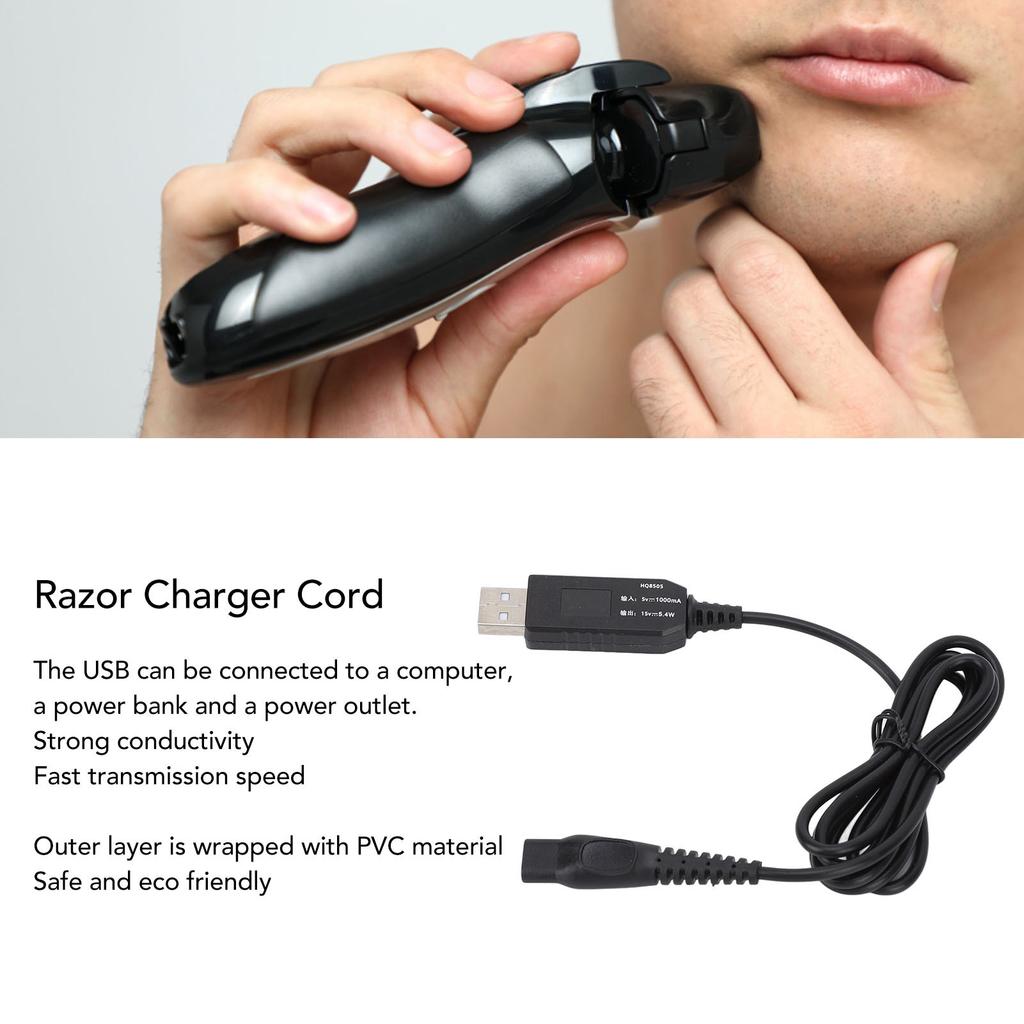 Electric Shaver Razor Charger Cord 15V Professional Beard Trimmer USB Charging Cable Fit for HQ8505