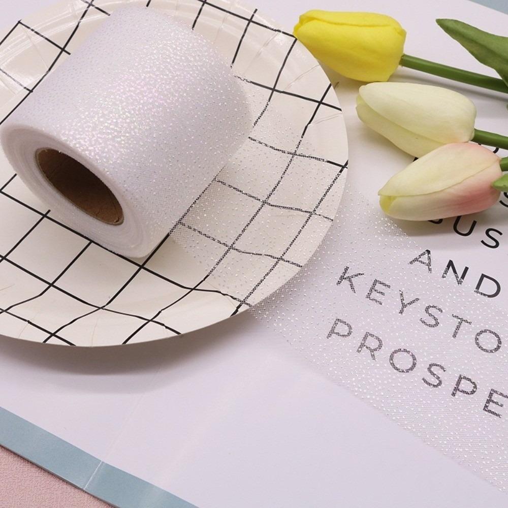 6CM 25Yards Glitter Dot Tulle Roll DIY Craft Gifts Packaging Material New Crystal Sequin Ribbons